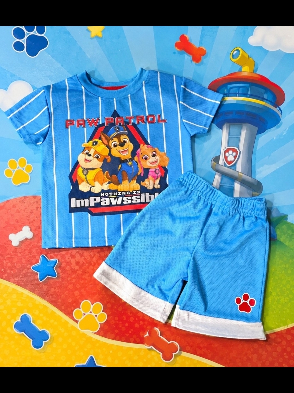 Paw Patrol Blue Kids Tee & Shorts Set